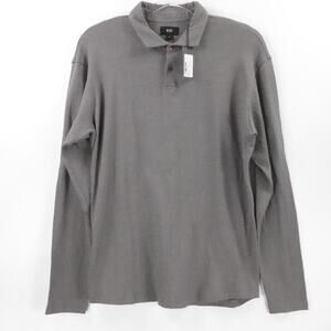 Rye 51 Shirt Mens Large Charcoal Mercer Distressed Long Sleeve Polo Casual